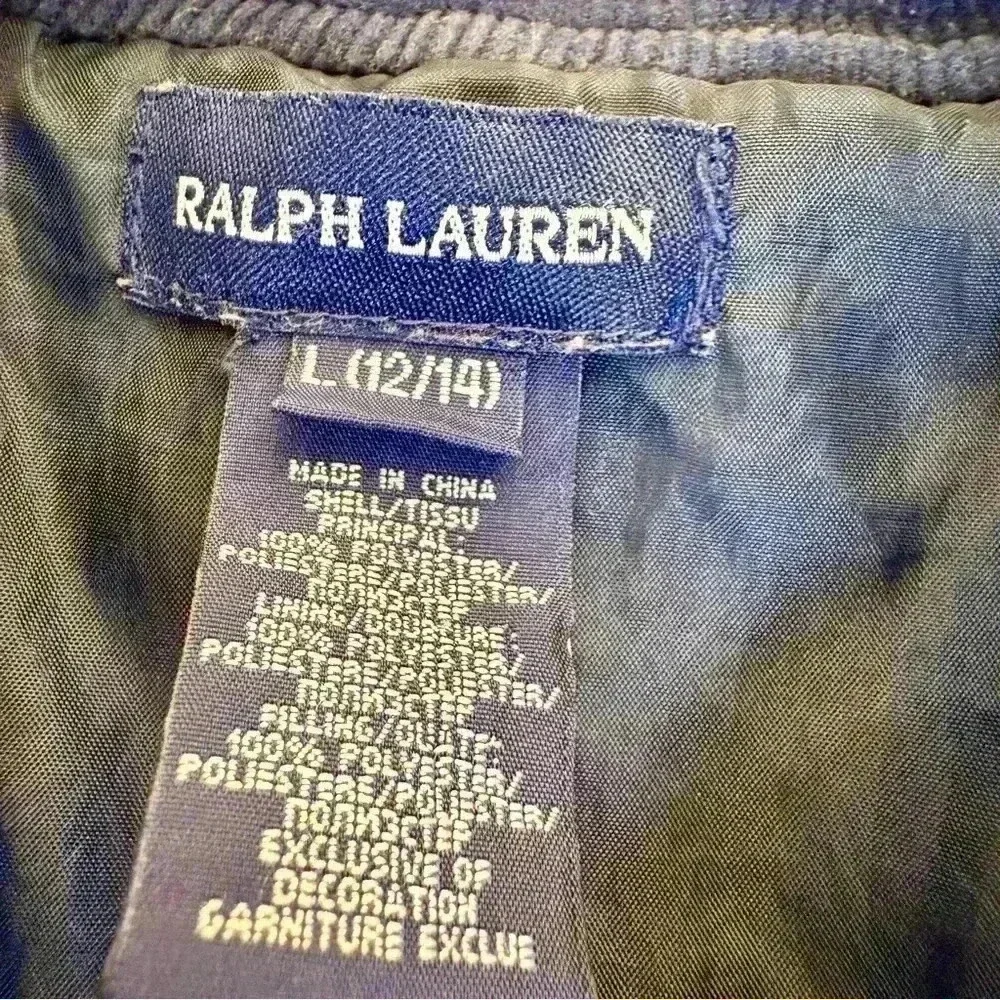 Ralph Lauren Girls Plaid Quilted Jacket Sz L Multicolor Casual Winter Fall Warm